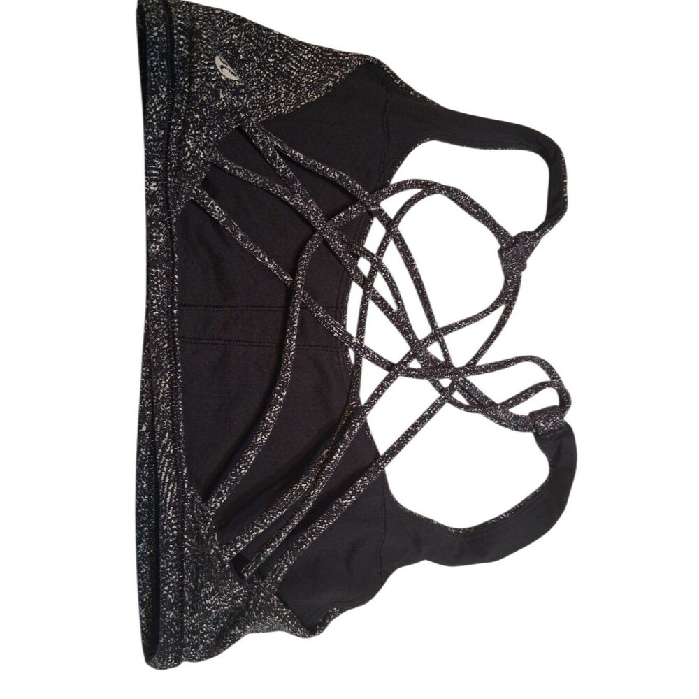 Lululemon Free to Be Wild Strappy Sports Bra Black White Heathered Dye Size 6 - Picture 4 of 7